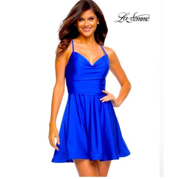 NWOT La Femme Women's Royal Blue A-Line Short Homecoming Mini Dress Size 00 - Picture 1 of 7